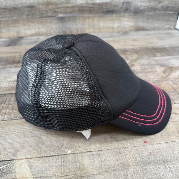 Roxy Hat Womens Black Pink Snapback Trucker Cap Pink Foam Small Adjustable - Picture 8 of 14
